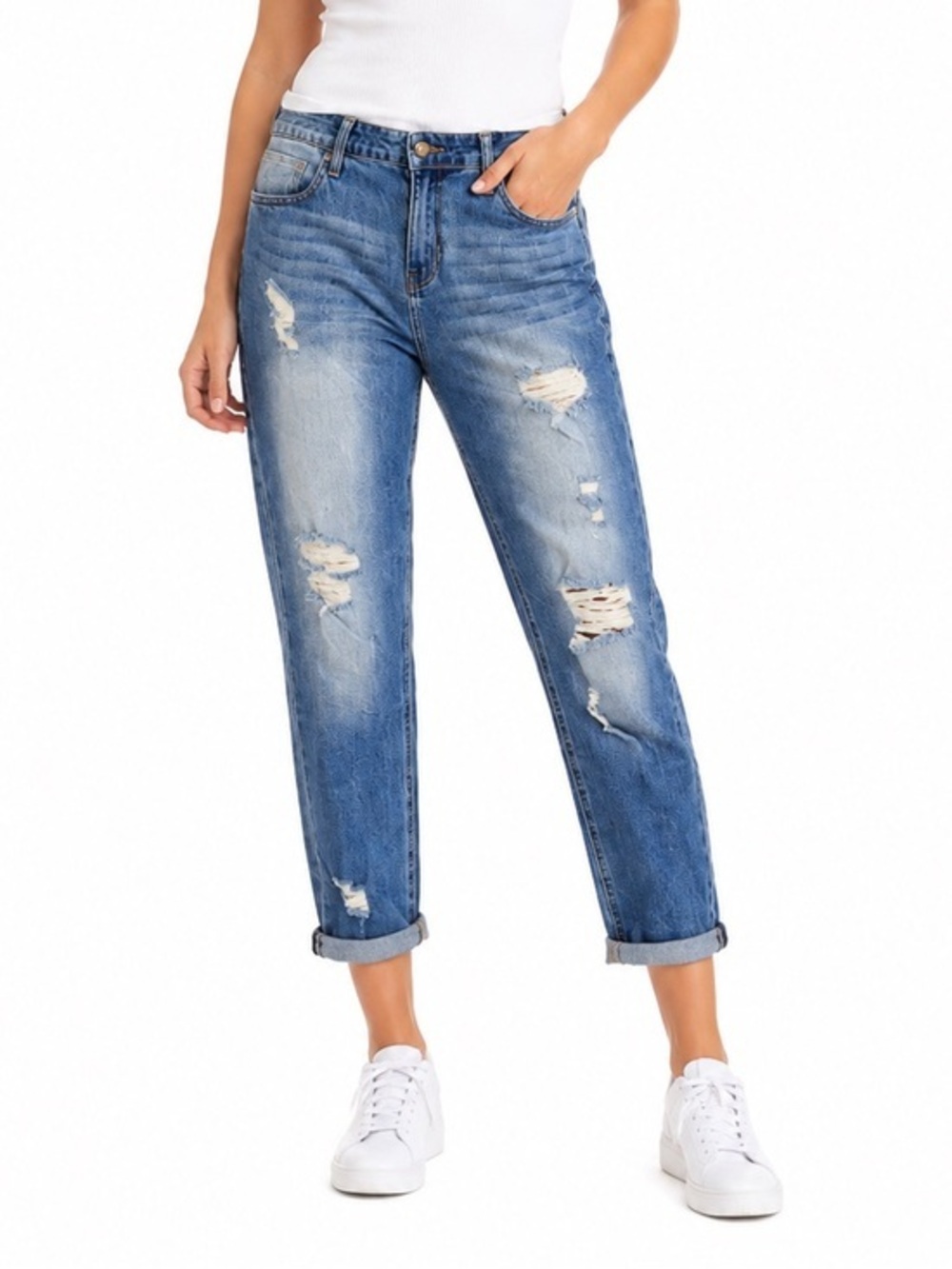 Balera Distressed Denim Jeans Dance Costume Stretch Medium Wash Womens M